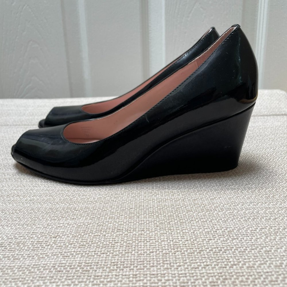 Taryn Rose Black Patent Leather Wedges- Size 7